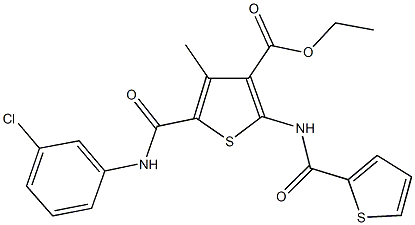 ethyl 5-[(3-chloroanilino)carbonyl]-4-methyl-2-[(2-thienylcarbonyl)amino]-3-thiophenecarboxylate 구조식 이미지