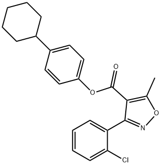 4-cyclohexylphenyl 3-(2-chlorophenyl)-5-methyl-4-isoxazolecarboxylate 구조식 이미지