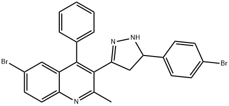 6-bromo-3-[5-(4-bromophenyl)-4,5-dihydro-1H-pyrazol-3-yl]-2-methyl-4-phenylquinoline 구조식 이미지