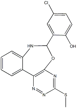 4-chloro-2-[3-(methylsulfanyl)-6,7-dihydro[1,2,4]triazino[5,6-d][3,1]benzoxazepin-6-yl]phenol Structure