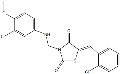 5-(2-chlorobenzylidene)-3-[(3-chloro-4-methoxyanilino)methyl]-1,3-thiazolidine-2,4-dione Structure