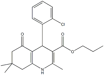 propyl 4-(2-chlorophenyl)-2,7,7-trimethyl-5-oxo-1,4,5,6,7,8-hexahydro-3-quinolinecarboxylate Structure