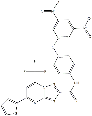 N-(4-{3,5-bisnitrophenoxy}phenyl)-5-(2-thienyl)-7-(trifluoromethyl)[1,2,4]triazolo[1,5-a]pyrimidine-2-carboxamide Structure