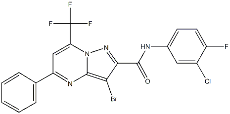 3-bromo-N-(3-chloro-4-fluorophenyl)-5-phenyl-7-(trifluoromethyl)pyrazolo[1,5-a]pyrimidine-2-carboxamide Structure