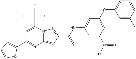 5-(2-furyl)-N-[3-nitro-5-(3-methylphenoxy)phenyl]-7-(trifluoromethyl)pyrazolo[1,5-a]pyrimidine-2-carboxamide Structure