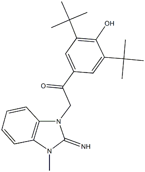 1-(3,5-ditert-butyl-4-hydroxyphenyl)-2-(2-imino-3-methyl-2,3-dihydro-1H-benzimidazol-1-yl)ethanone Structure