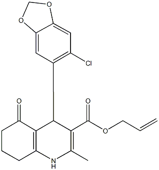 allyl 4-(6-chloro-1,3-benzodioxol-5-yl)-2-methyl-5-oxo-1,4,5,6,7,8-hexahydro-3-quinolinecarboxylate 구조식 이미지