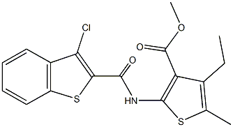 methyl 2-{[(3-chloro-1-benzothien-2-yl)carbonyl]amino}-4-ethyl-5-methyl-3-thiophenecarboxylate Structure