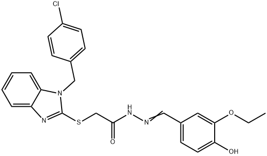 2-{[1-(4-chlorobenzyl)-1H-benzimidazol-2-yl]sulfanyl}-N'-(3-ethoxy-4-hydroxybenzylidene)acetohydrazide Structure