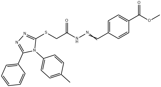 methyl 4-[2-({[4-(4-methylphenyl)-5-phenyl-4H-1,2,4-triazol-3-yl]sulfanyl}acetyl)carbohydrazonoyl]benzoate 구조식 이미지
