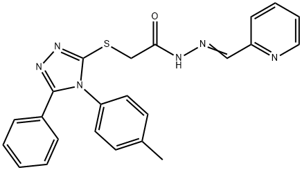 2-{[4-(4-methylphenyl)-5-phenyl-4H-1,2,4-triazol-3-yl]sulfanyl}-N'-(2-pyridinylmethylene)acetohydrazide 구조식 이미지