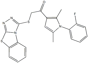 1-[1-(2-fluorophenyl)-2,5-dimethyl-1H-pyrrol-3-yl]-2-([1,2,4]triazolo[3,4-b][1,3]benzothiazol-3-ylsulfanyl)ethanone 구조식 이미지
