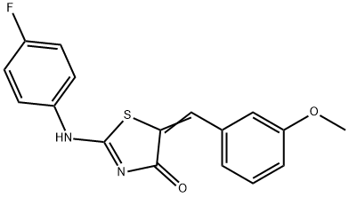 2-(4-fluoroanilino)-5-(3-methoxybenzylidene)-1,3-thiazol-4(5H)-one 구조식 이미지