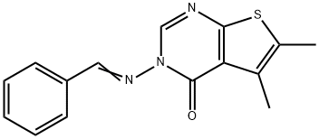 3-(benzylideneamino)-5,6-dimethylthieno[2,3-d]pyrimidin-4(3H)-one 구조식 이미지