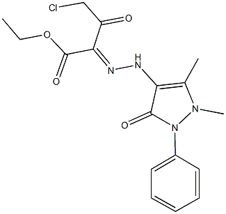 ethyl 4-chloro-2-[(1,5-dimethyl-3-oxo-2-phenyl-2,3-dihydro-1H-pyrazol-4-yl)hydrazono]-3-oxobutanoate Structure