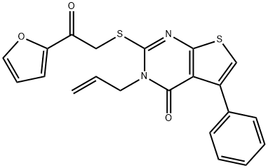 3-allyl-2-{[2-(2-furyl)-2-oxoethyl]sulfanyl}-5-phenylthieno[2,3-d]pyrimidin-4(3H)-one 구조식 이미지