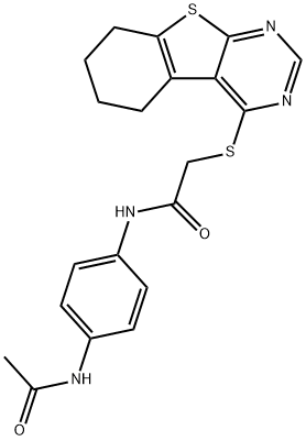 N-[4-(acetylamino)phenyl]-2-(5,6,7,8-tetrahydro[1]benzothieno[2,3-d]pyrimidin-4-ylsulfanyl)acetamide Structure