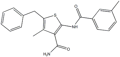 5-benzyl-4-methyl-2-[(3-methylbenzoyl)amino]-3-thiophenecarboxamide Structure