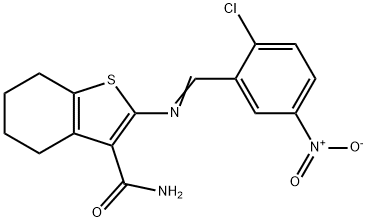 2-({2-chloro-5-nitrobenzylidene}amino)-4,5,6,7-tetrahydro-1-benzothiophene-3-carboxamide Structure