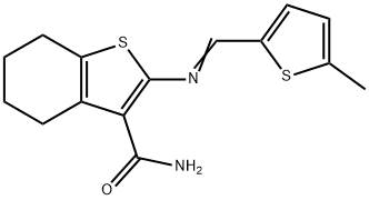 2-{[(5-methyl-2-thienyl)methylene]amino}-4,5,6,7-tetrahydro-1-benzothiophene-3-carboxamide Structure