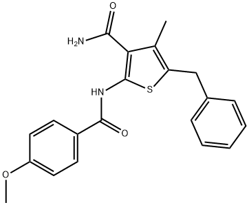 5-benzyl-2-[(4-methoxybenzoyl)amino]-4-methyl-3-thiophenecarboxamide Structure