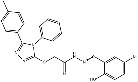 N'-(5-bromo-2-hydroxybenzylidene)-2-{[5-(4-methylphenyl)-4-phenyl-4H-1,2,4-triazol-3-yl]sulfanyl}acetohydrazide 구조식 이미지