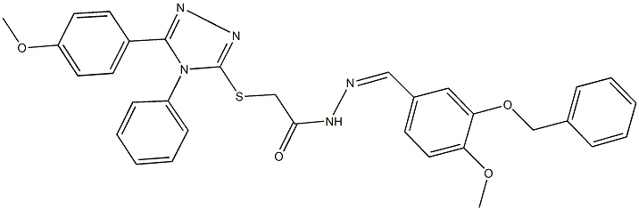 N'-[3-(benzyloxy)-4-methoxybenzylidene]-2-{[5-(4-methoxyphenyl)-4-phenyl-4H-1,2,4-triazol-3-yl]sulfanyl}acetohydrazide 구조식 이미지