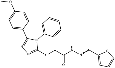 2-{[5-(4-methoxyphenyl)-4-phenyl-4H-1,2,4-triazol-3-yl]sulfanyl}-N'-(2-thienylmethylene)acetohydrazide 구조식 이미지