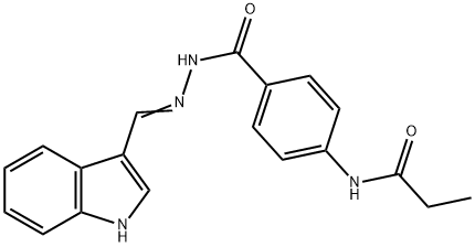 N-(4-{[2-(1H-indol-3-ylmethylene)hydrazino]carbonyl}phenyl)propanamide 구조식 이미지