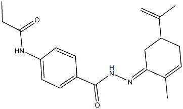 N-(4-{[2-(5-isopropenyl-2-methyl-2-cyclohexen-1-ylidene)hydrazino]carbonyl}phenyl)propanamide 구조식 이미지