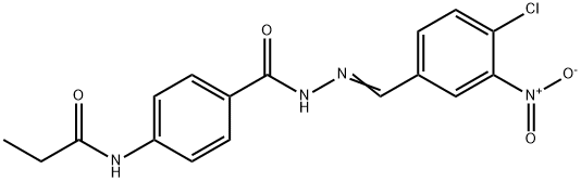 N-{4-[(2-{4-chloro-3-nitrobenzylidene}hydrazino)carbonyl]phenyl}propanamide 구조식 이미지