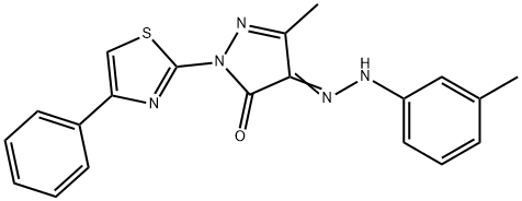 3-methyl-1-(4-phenyl-1,3-thiazol-2-yl)-1H-pyrazole-4,5-dione 4-[(3-methylphenyl)hydrazone] Structure