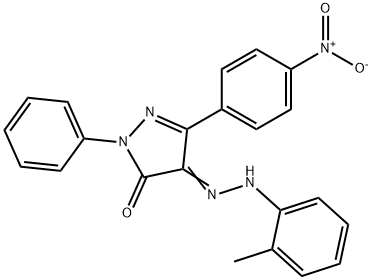 3-{4-nitrophenyl}-1-phenyl-1H-pyrazole-4,5-dione 4-[(2-methylphenyl)hydrazone] Structure