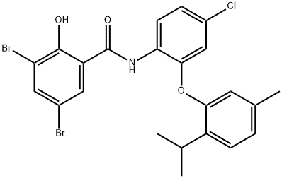 3,5-dibromo-N-[4-chloro-2-(2-isopropyl-5-methylphenoxy)phenyl]-2-hydroxybenzamide Structure