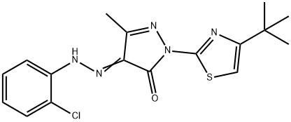 1-(4-tert-butyl-1,3-thiazol-2-yl)-3-methyl-1H-pyrazole-4,5-dione 4-[(2-chlorophenyl)hydrazone] Structure