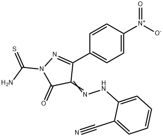 4-[(2-cyanophenyl)hydrazono]-3-{4-nitrophenyl}-5-oxo-4,5-dihydro-1H-pyrazole-1-carbothioamide Structure