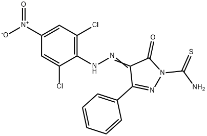 4-({2,6-dichloro-4-nitrophenyl}hydrazono)-5-oxo-3-phenyl-4,5-dihydro-1H-pyrazole-1-carbothioamide 구조식 이미지