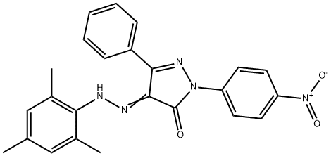 1-{4-nitrophenyl}-3-phenyl-1H-pyrazole-4,5-dione 4-(mesitylhydrazone) Structure