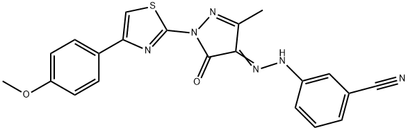 3-(2-{1-[4-(4-methoxyphenyl)-1,3-thiazol-2-yl]-3-methyl-5-oxo-1,5-dihydro-4H-pyrazol-4-ylidene}hydrazino)benzonitrile 구조식 이미지