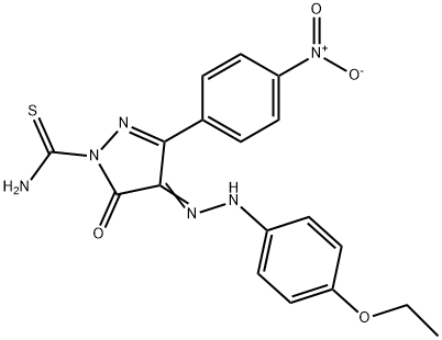 4-[(4-ethoxyphenyl)hydrazono]-3-{4-nitrophenyl}-5-oxo-4,5-dihydro-1H-pyrazole-1-carbothioamide 구조식 이미지