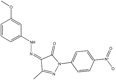 1-{4-nitrophenyl}-3-methyl-1H-pyrazole-4,5-dione 4-[(3-methoxyphenyl)hydrazone] Structure