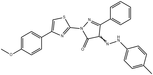 1-[4-(4-methoxyphenyl)-1,3-thiazol-2-yl]-3-phenyl-1H-pyrazole-4,5-dione 4-[(4-methylphenyl)hydrazone] 구조식 이미지