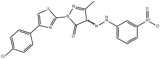 1-[4-(4-chlorophenyl)-1,3-thiazol-2-yl]-3-methyl-1H-pyrazole-4,5-dione 4-({3-nitrophenyl}hydrazone) Structure