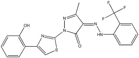 1-[4-(2-hydroxyphenyl)-1,3-thiazol-2-yl]-3-methyl-1H-pyrazole-4,5-dione 4-{[2-(trifluoromethyl)phenyl]hydrazone} Structure