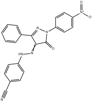 4-[2-(1-{4-nitrophenyl}-5-oxo-3-phenyl-1,5-dihydro-4H-pyrazol-4-ylidene)hydrazino]benzonitrile 구조식 이미지
