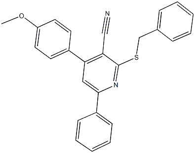 2-(benzylsulfanyl)-4-(4-methoxyphenyl)-6-phenylnicotinonitrile Structure