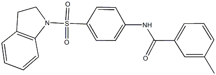 N-[4-(2,3-dihydro-1H-indol-1-ylsulfonyl)phenyl]-3-methylbenzamide 구조식 이미지