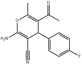 5-acetyl-2-amino-4-(4-fluorophenyl)-6-methyl-4H-pyran-3-carbonitrile 구조식 이미지