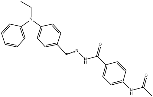 N-[4-({2-[(9-ethyl-9H-carbazol-3-yl)methylene]hydrazino}carbonyl)phenyl]acetamide Structure