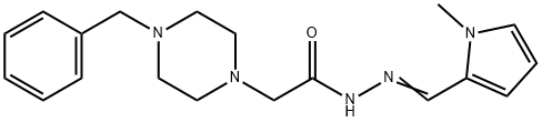 2-(4-benzyl-1-piperazinyl)-N'-[(1-methyl-1H-pyrrol-2-yl)methylene]acetohydrazide 구조식 이미지